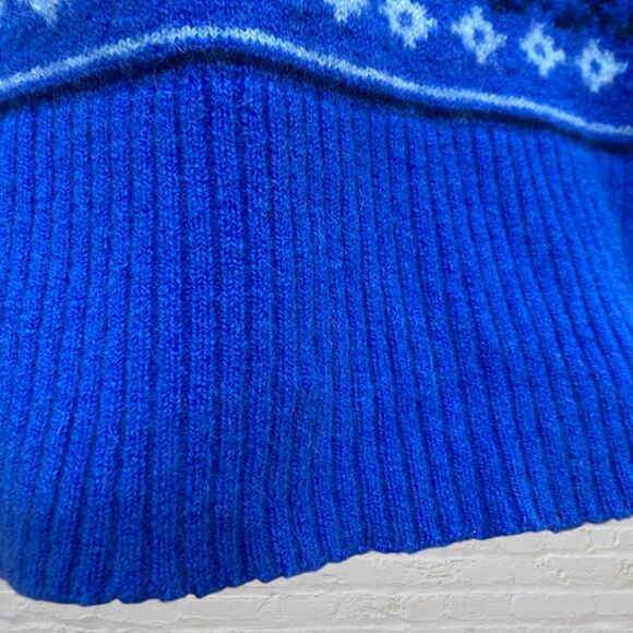 J.Crew Fair Isle Sweater XS Merino Wool Alpaca Blue Crewneck Long Sleeve - Picture 10 of 13